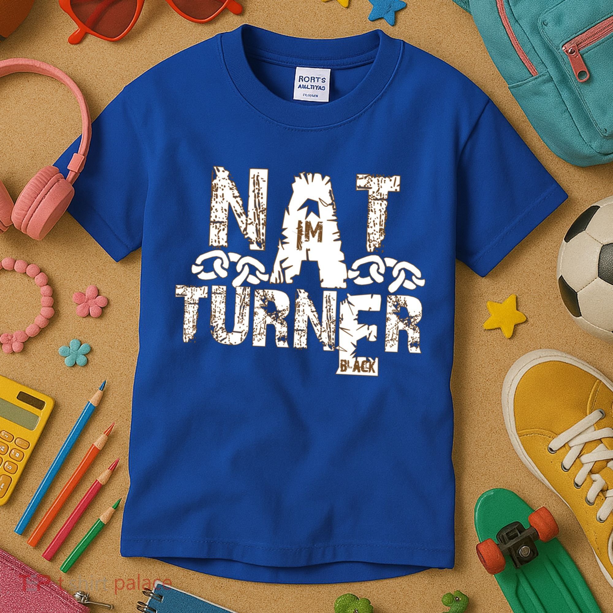 Historically Tee Nat Turner Cute Gift Blue Small Kids T-Shirt