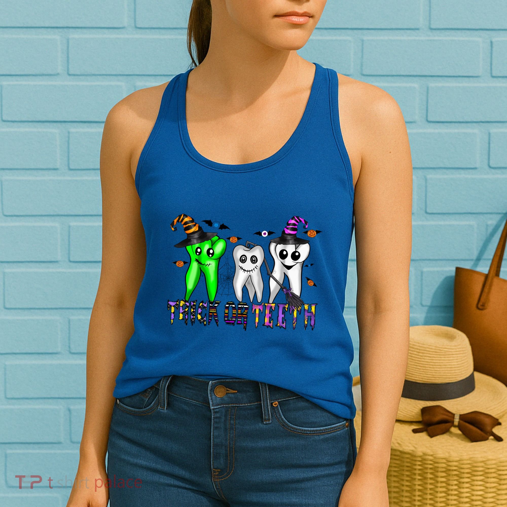 Halloween Trick Or Teeth Dentist Teeth Witch Dental Life Gift Women's Tank Top
