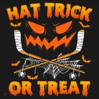 Hat Trick Or Treat Funny Ice Hockey Halloween Costume Player Long Sleeve Shirt thumb 2