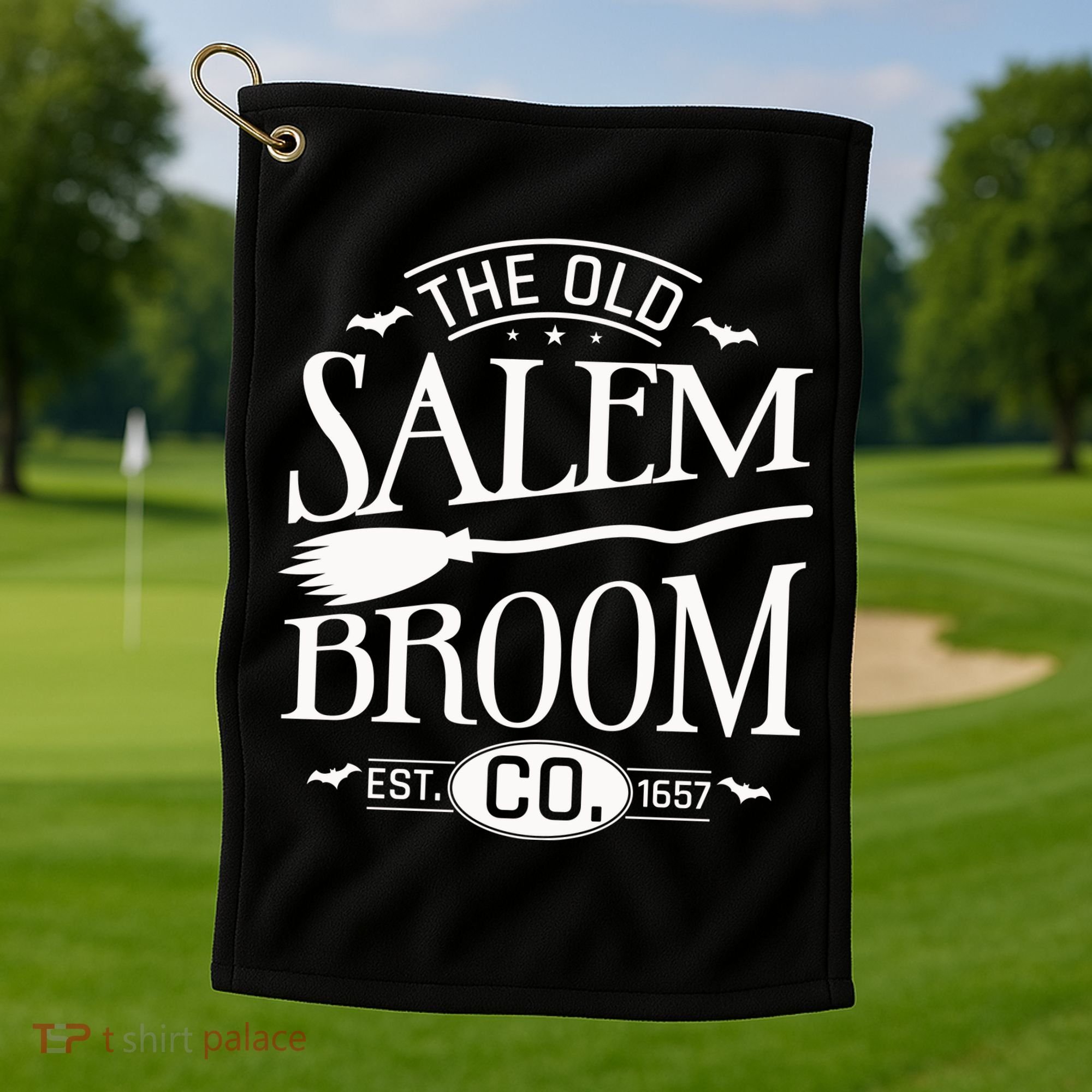 Halloween The Old Salem Broom Halloween Day Golf Towel