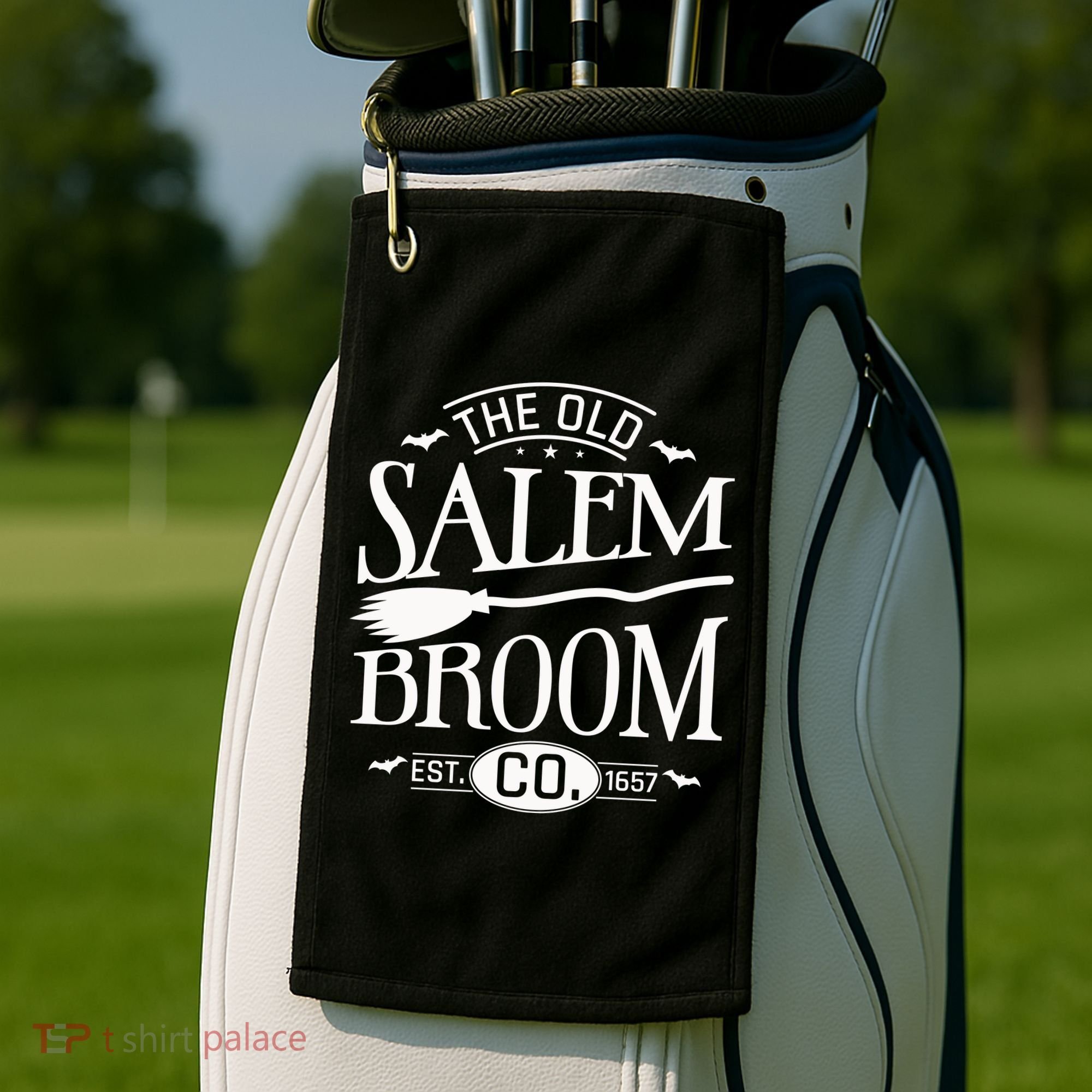 Halloween The Old Salem Broom Halloween Day Golf Towel
