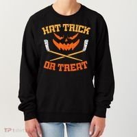 Hat Trick Or Treat Ice Hockey Halloween Boy Player Coach Women's Sweatshirt thumb 0