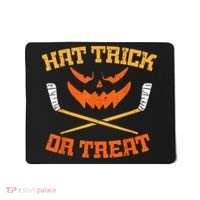 Hat Trick Or Treat Ice Hockey Halloween Boy Player Coach Mousepad thumb 0