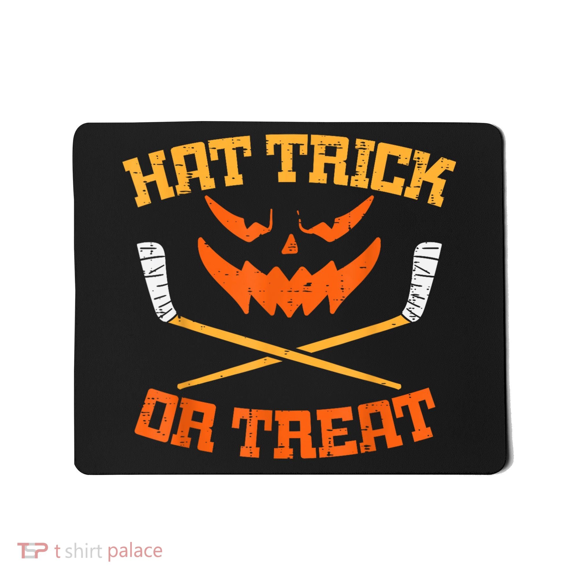 Hat Trick Or Treat Ice Hockey Halloween Boy Player Coach Mousepad