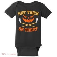 Hat Trick Or Treat Ice Hockey Halloween Boy Player Coach Baby Bodysuit thumb 0