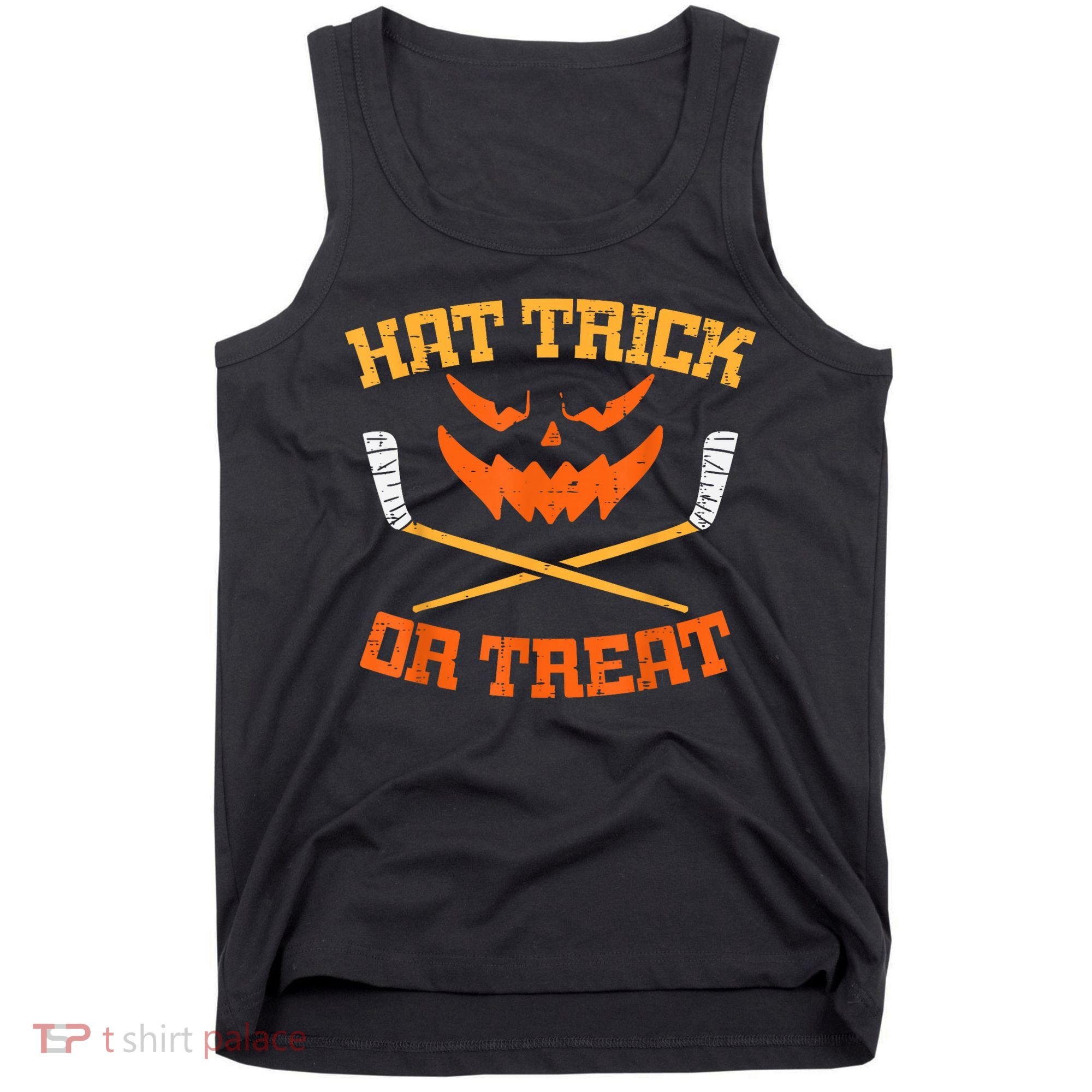 Hat Trick Or Treat Ice Hockey Halloween Boy Player Coach Tank Top
