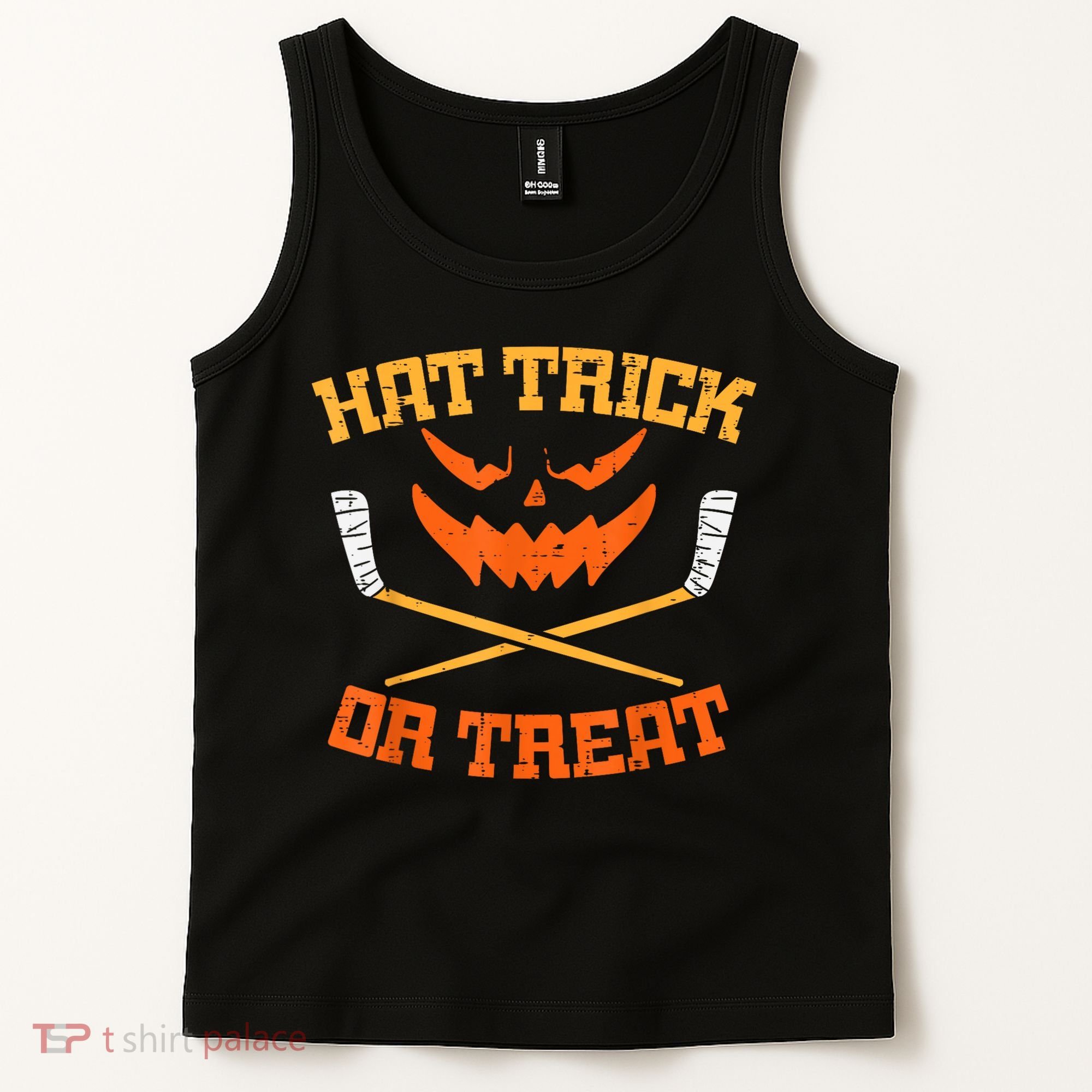 Hat Trick Or Treat Ice Hockey Halloween Boy Player Coach Tank Top