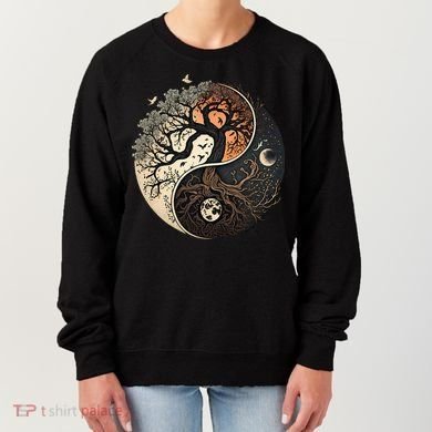 Harmonious Tree Of Life Yin Yang Black Women's Sweatshirt