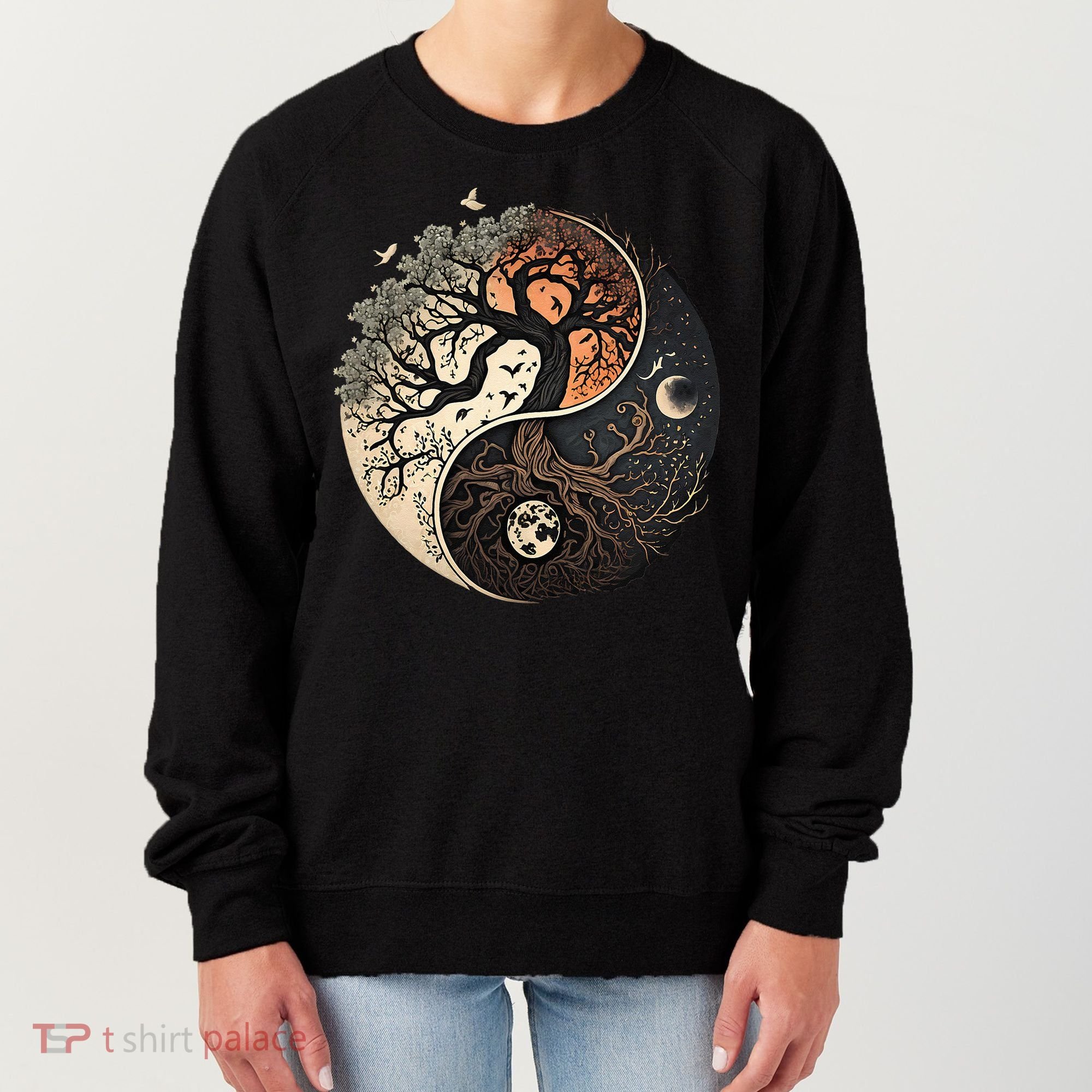 Harmonious Tree Of Life Yin Yang Black Women's Sweatshirt