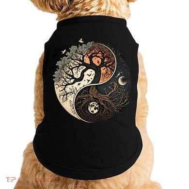 Harmonious Tree Of Life Yin Yang Black Doggie Tank