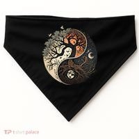 Harmonious Tree Of Life Yin Yang Black USA-Made Doggie Bandana thumb 0