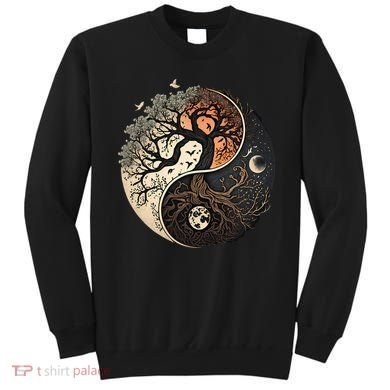 Harmonious Tree Of Life Yin Yang Black Sweatshirt