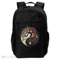 Harmonious Tree Of Life Yin Yang Black Backpack thumb 0