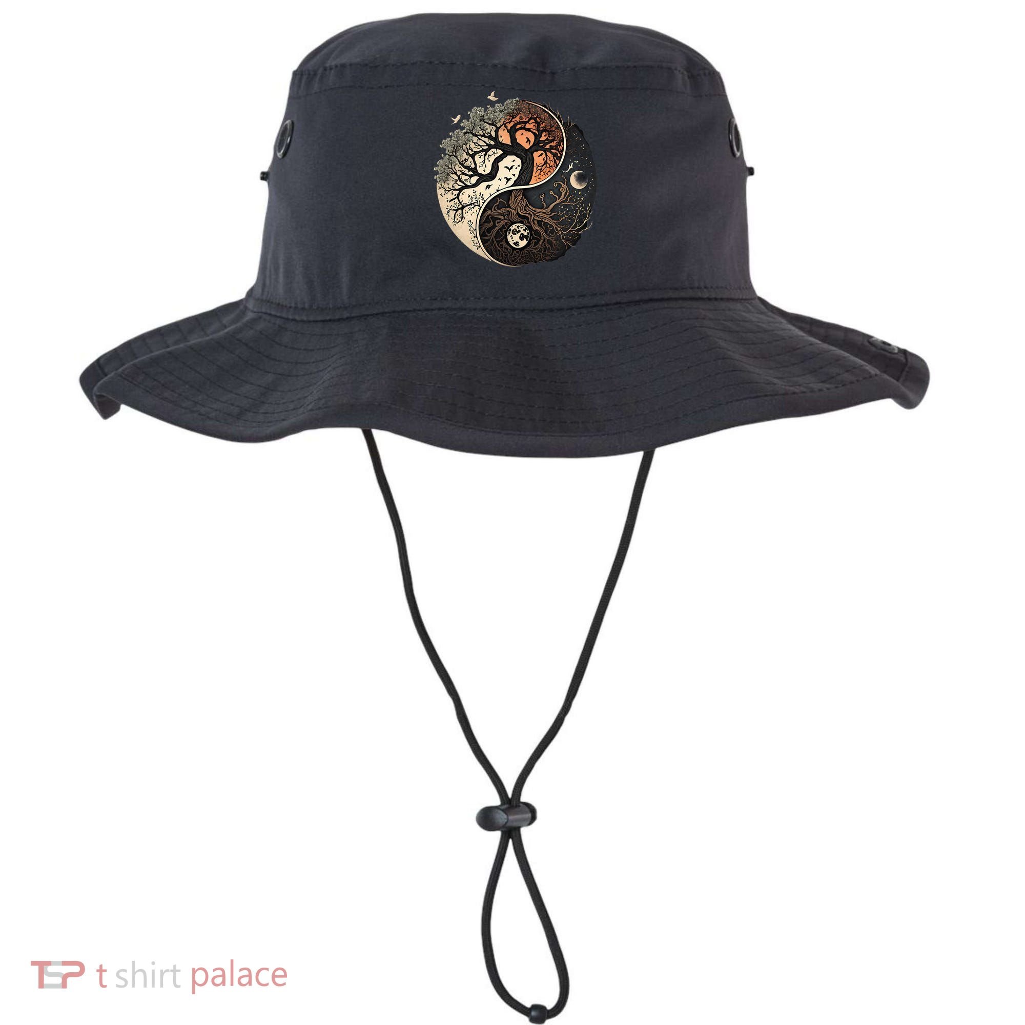Harmonious Tree Of Life Yin Yang Black Bucket Hat