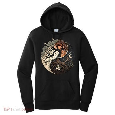 Harmonious Tree Of Life Yin Yang Black Women's Hoodie