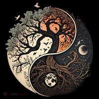 Harmonious Tree Of Life Yin Yang Black Mousepad thumb 1