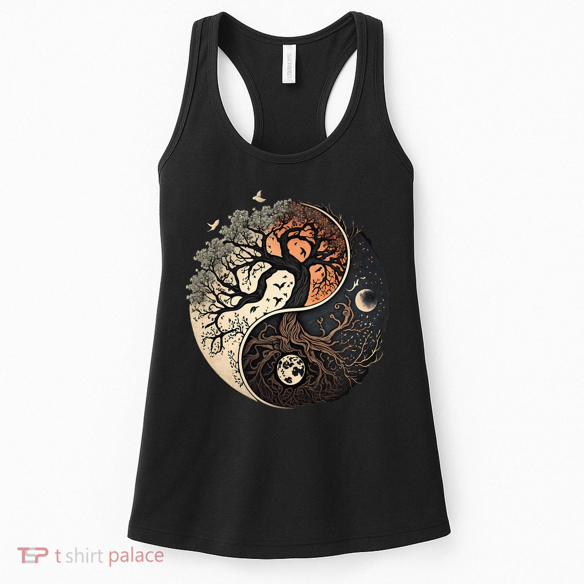 Harmonious Tree Of Life Yin Yang Black Women's Tank Top