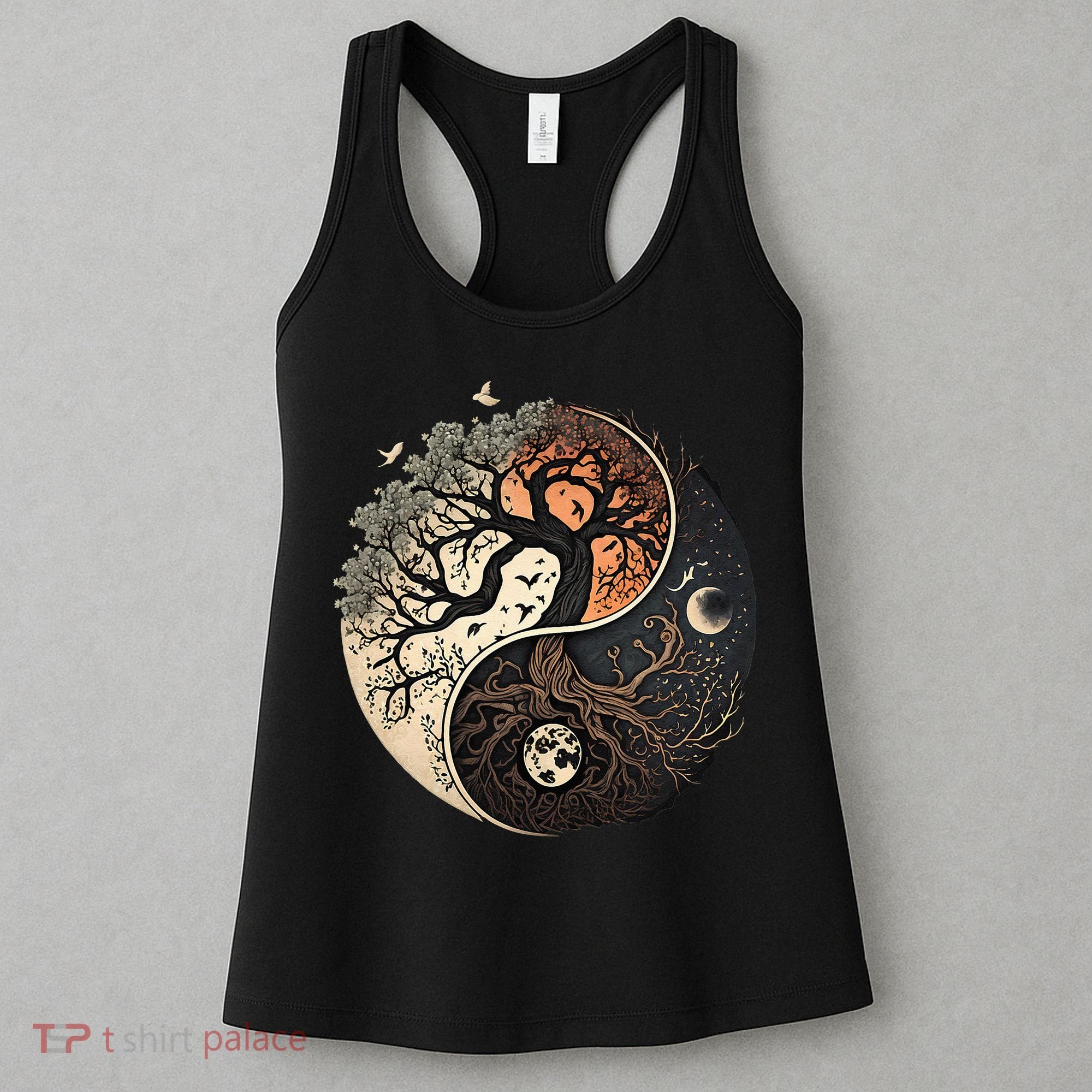 Harmonious Tree Of Life Yin Yang Black Women's Tank Top