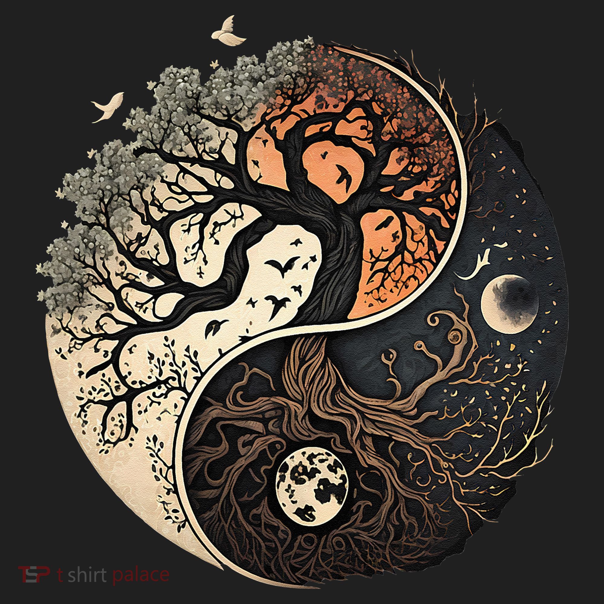 Harmonious Tree Of Life Yin Yang Black Hat