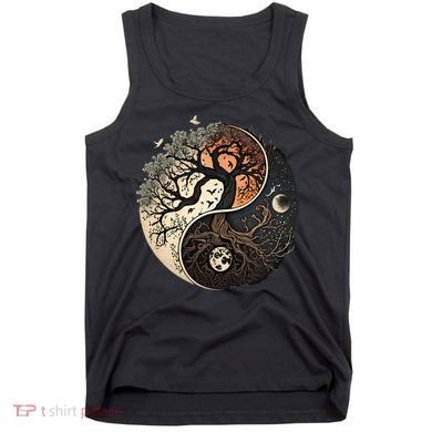 Harmonious Tree Of Life Yin Yang Black Tank Top
