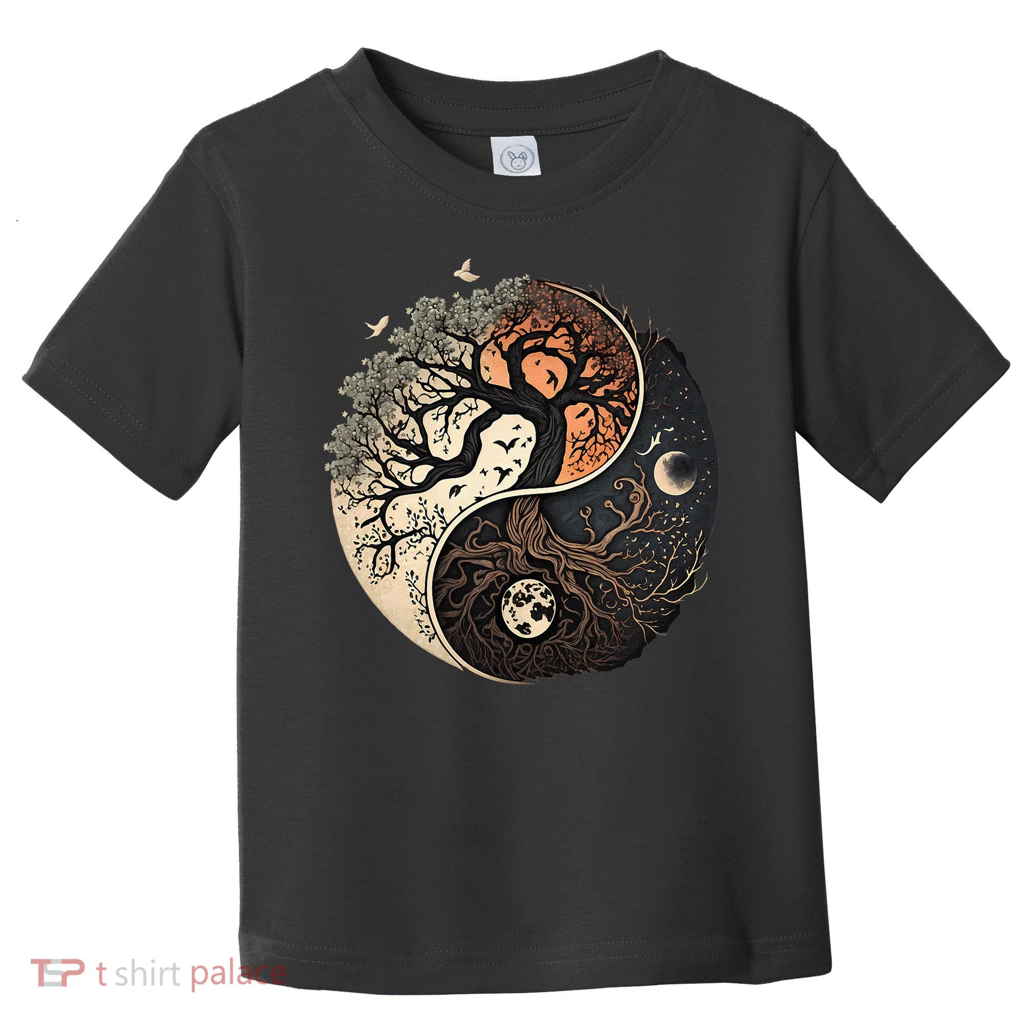 Harmonious Tree Of Life Yin Yang Black Toddler T-Shirt
