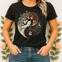 Harmonious Tree Of Life Yin Yang Black Women's T-Shirt thumb 2