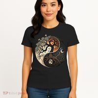 Harmonious Tree Of Life Yin Yang Black Women's T-Shirt thumb 4