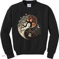 Harmonious Tree Of Life Yin Yang Black Kids Sweatshirt thumb 0