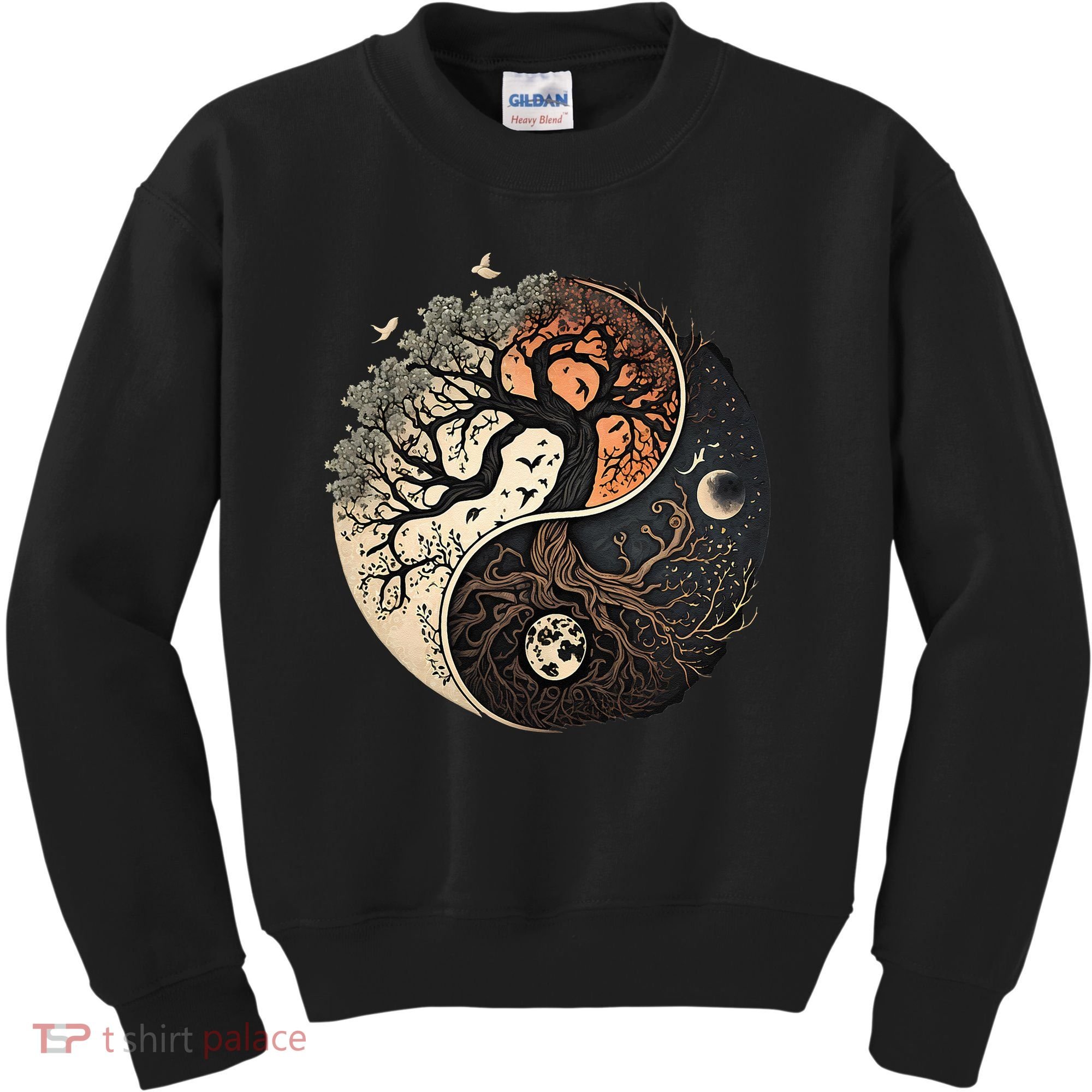 Harmonious Tree Of Life Yin Yang Black Kids Sweatshirt