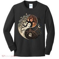Harmonious Tree Of Life Yin Yang Black Kids Long Sleeve Shirt thumb 0