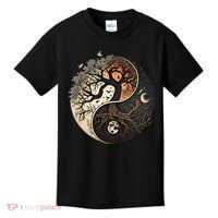 Harmonious Tree Of Life Yin Yang Black Kids T-Shirt thumb 0