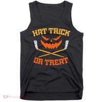 Hat Trick Or Treat Ice Hockey Halloween Boy Men Player Coach Tank Top thumb 0