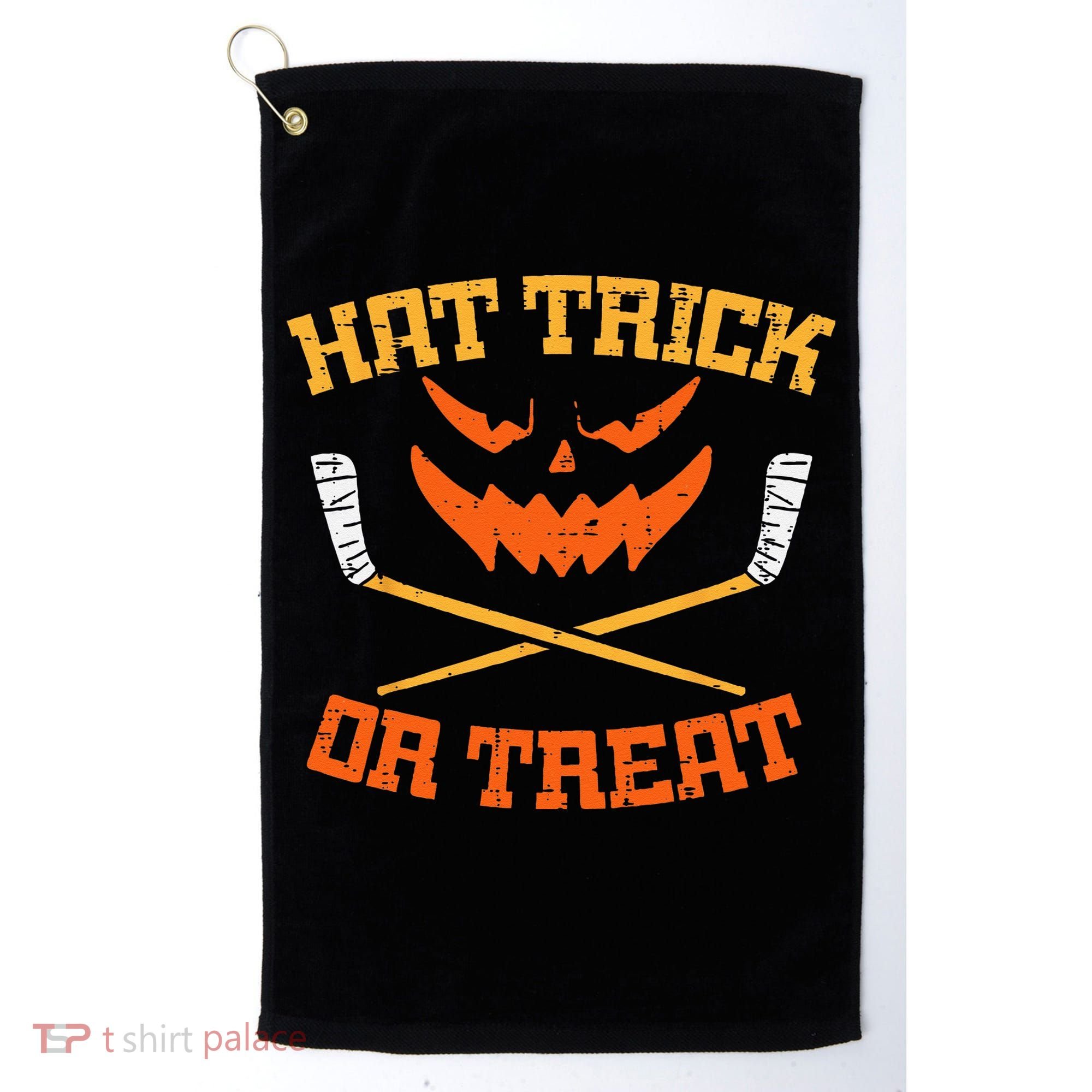 Hat Trick Or Treat Ice Hockey Halloween Boy Men Player Coach Golf Towel
