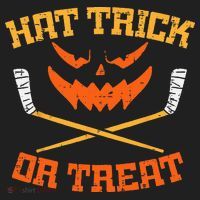 Hat Trick Or Treat Ice Hockey Halloween Boy Men Player Coach Golf Towel thumb 3