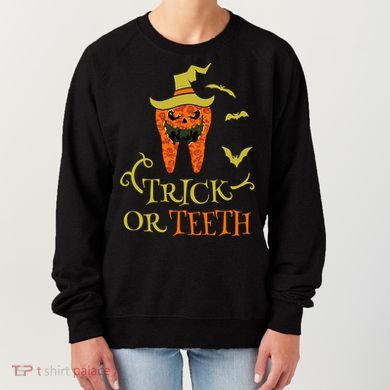 Halloween Trick Or Teeth Pumpkin Dentist Scary Funny Dental Cool Gift Women's Sweatshirt