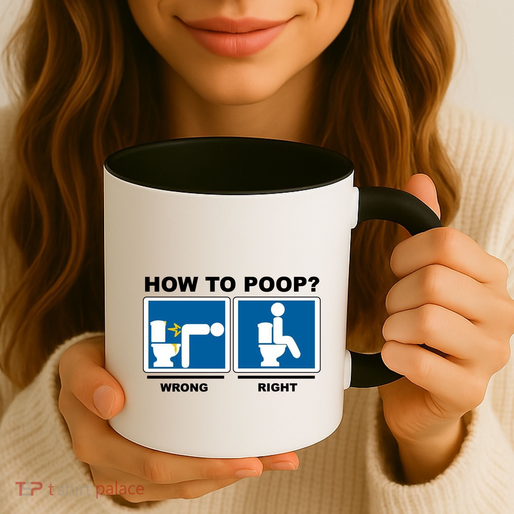 How To Poop Wrong Right Funny Meme Coffee Mug
