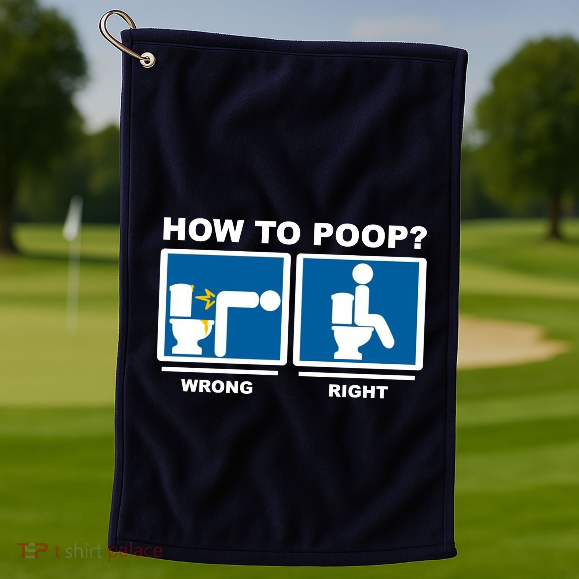 How To Poop Wrong Right Funny Meme Golf Towel