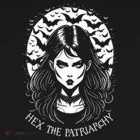 Hex The Patriarchy Feminist Witch Goth Halloween Moon Funny Gift USA-Made Doggie Bandana thumb 2