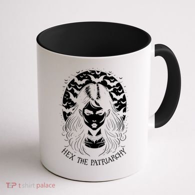 Hex The Patriarchy Feminist Witch Goth Halloween Moon Funny Gift Coffee Mug back
