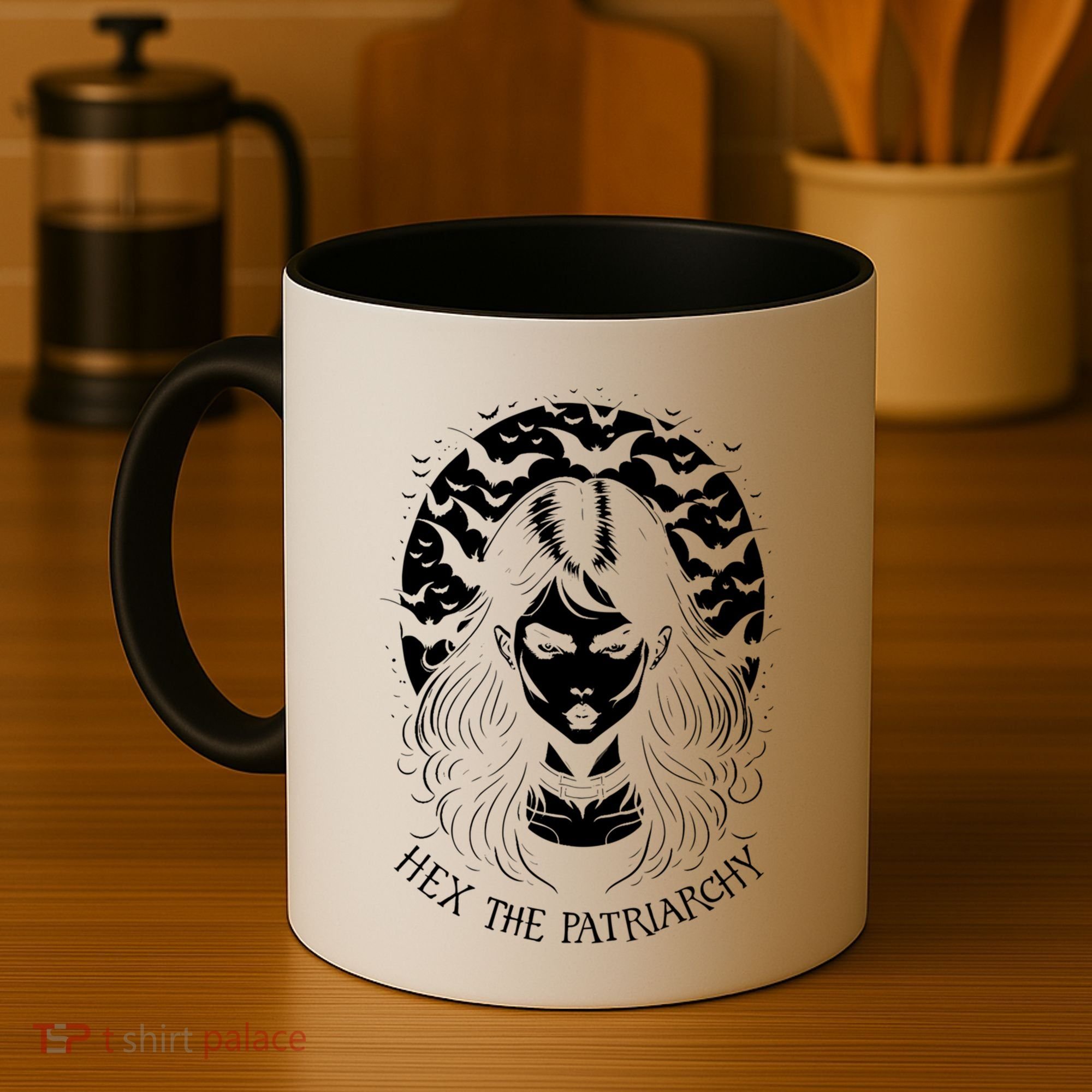 Hex The Patriarchy Feminist Witch Goth Halloween Moon Funny Gift Coffee Mug