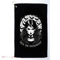 Hex The Patriarchy Feminist Witch Goth Halloween Moon Funny Gift Golf Towel thumb 0