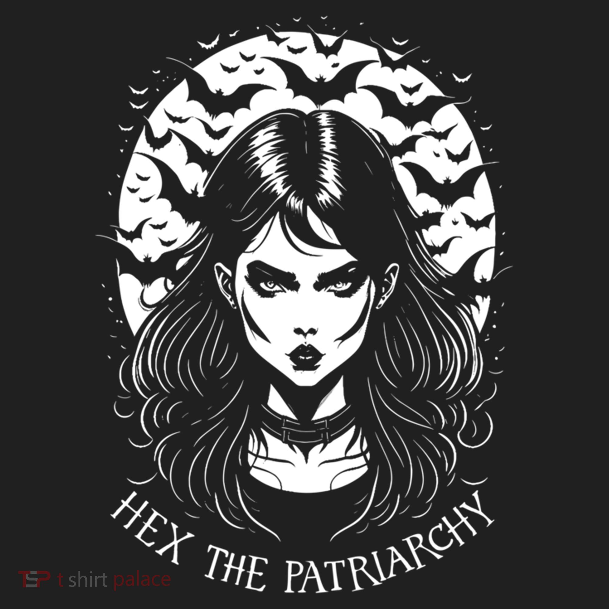 Hex The Patriarchy Feminist Witch Goth Halloween Moon Funny Gift Golf Towel