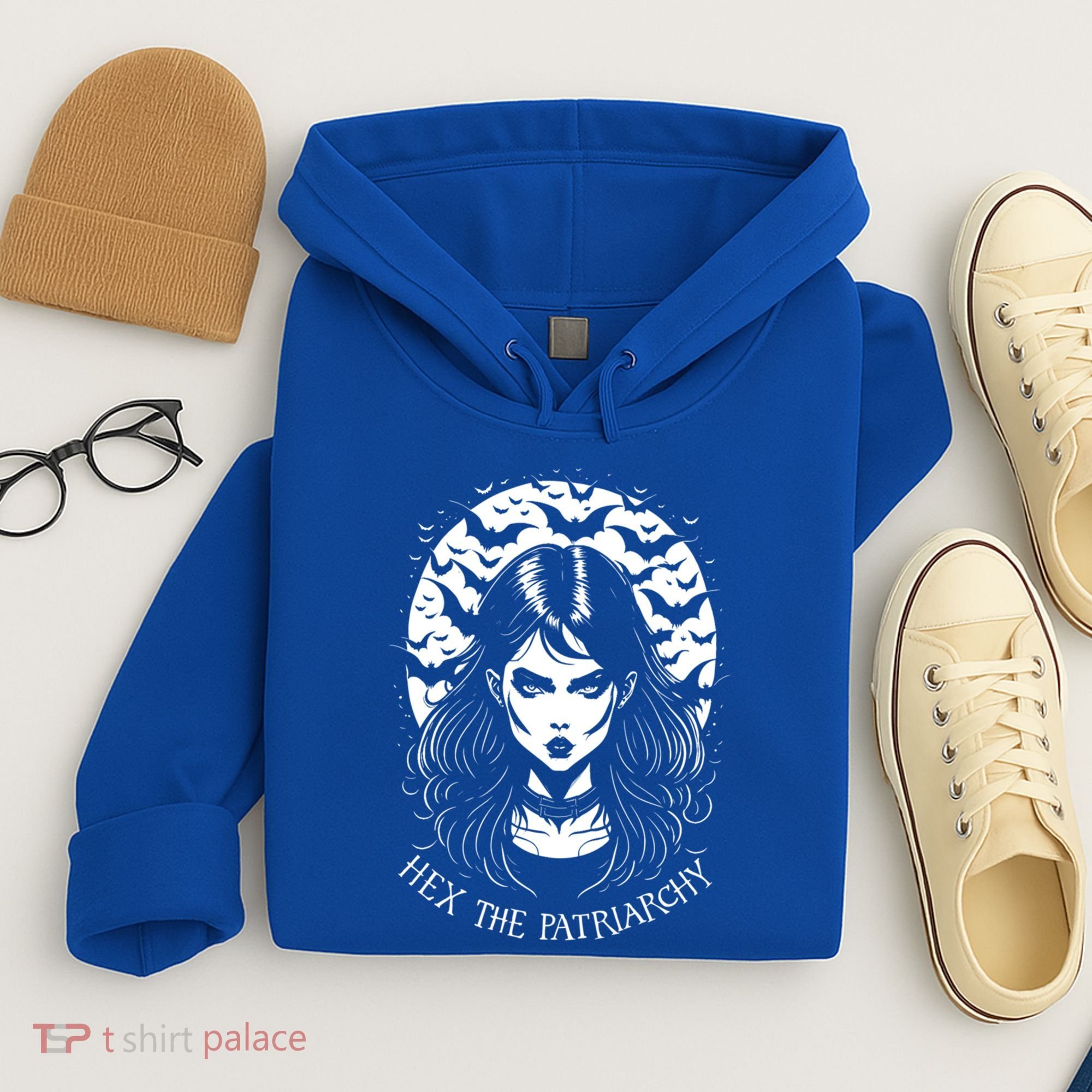 Hex The Patriarchy Feminist Witch Goth Halloween Moon Funny Gift Hoodie