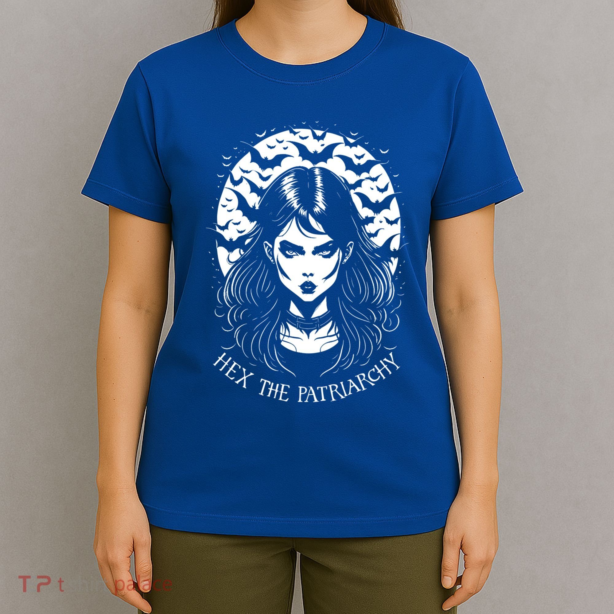 Hex The Patriarchy Feminist Witch Goth Halloween Moon Funny Gift T-Shirt