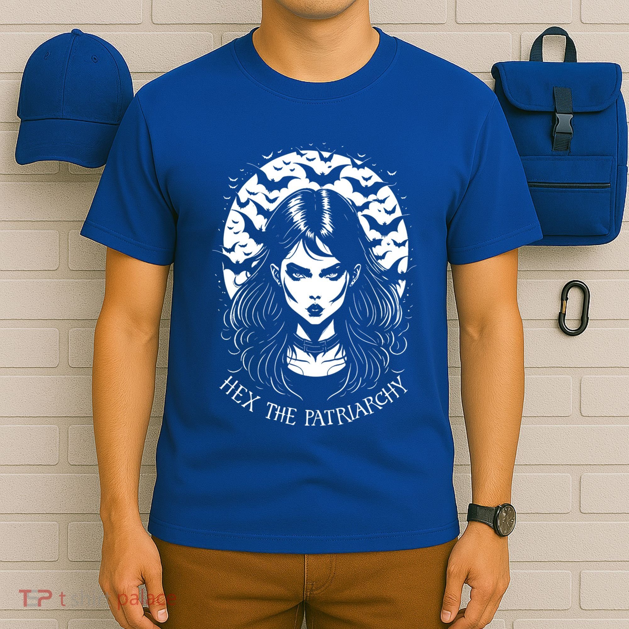 Hex The Patriarchy Feminist Witch Goth Halloween Moon Funny Gift T-Shirt