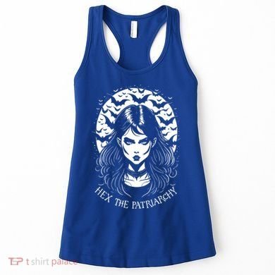 Hex The Patriarchy Feminist Witch Goth Halloween Moon Funny Gift Women's Tank Top
