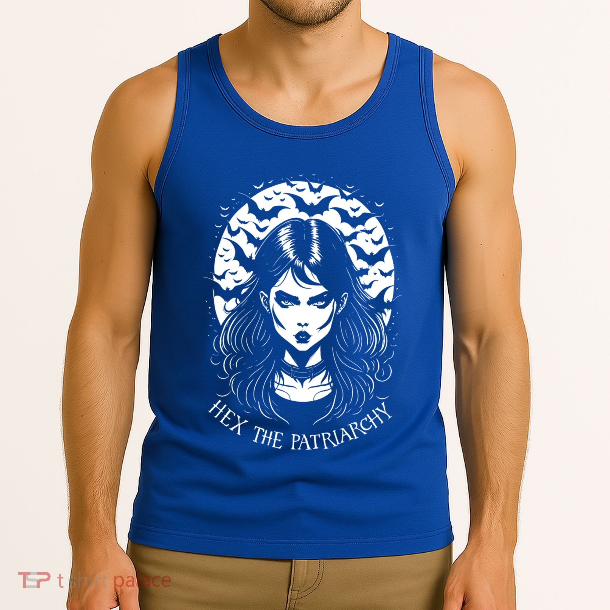 Hex The Patriarchy Feminist Witch Goth Halloween Moon Funny Gift Tank Top
