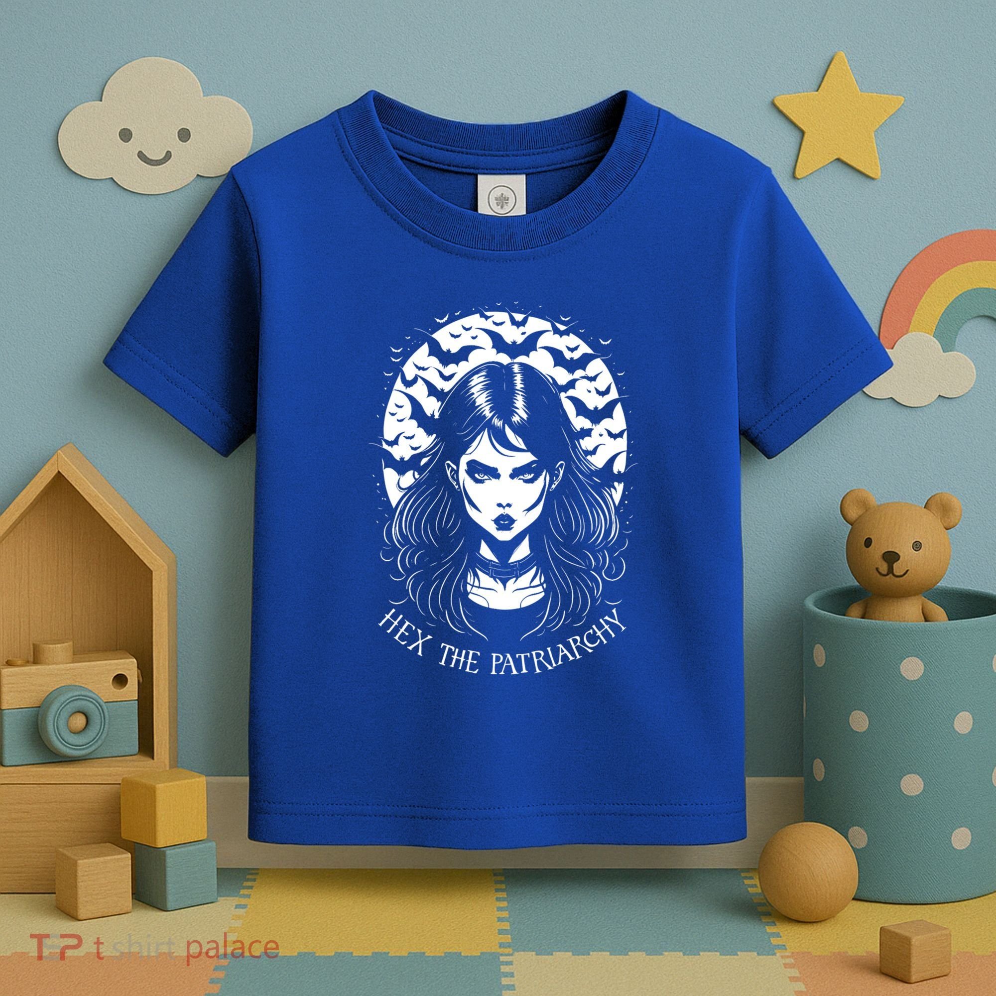Hex The Patriarchy Feminist Witch Goth Halloween Moon Funny Gift Toddler T-Shirt