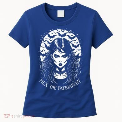 Hex The Patriarchy Feminist Witch Goth Halloween Moon Funny Gift Women's T-Shirt
