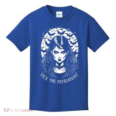 Hex The Patriarchy Feminist Witch Goth Halloween Moon Funny Gift Kids T-Shirt